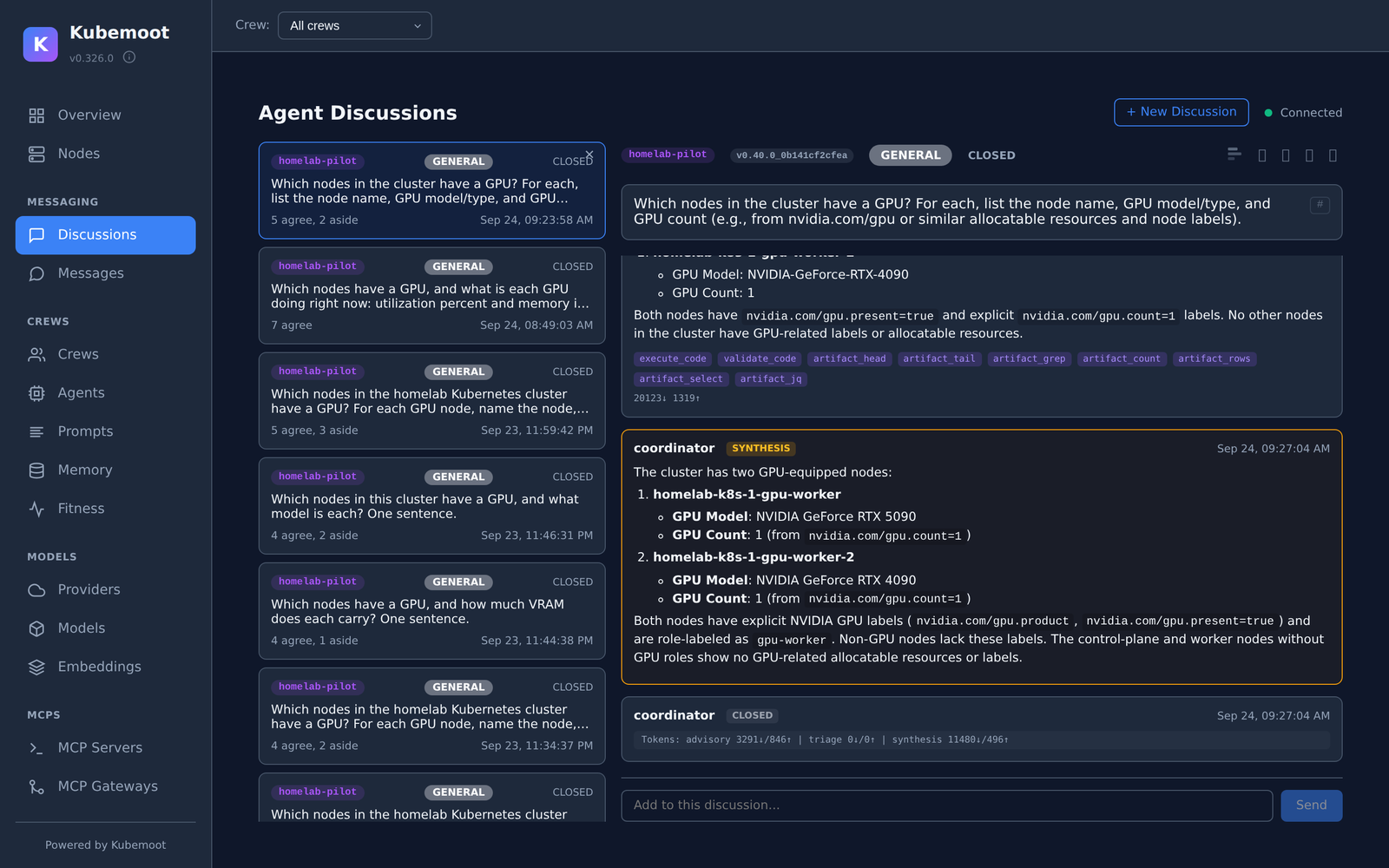 The dashboard after the Claude Code run: the crew’s findings and the synthesis